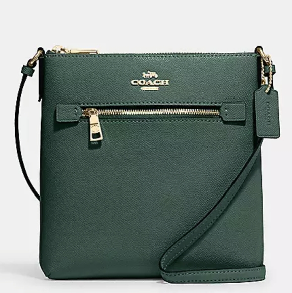 Coach Handbags - COACH crossbody beautiful 💚 emerald green 💚  leather Rowan mini messenger